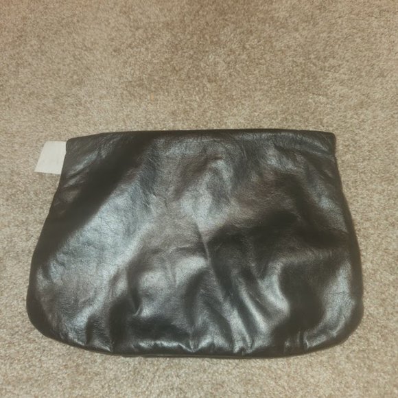 Vintage Black Leather Envelope Clutch - Picture 2 of 5